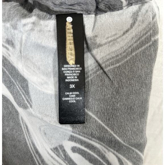 Athleta Tank Top 3X Gray Abstract Print NEW Adjustable Satin Calm Cool Cami - Picture 9 of 9